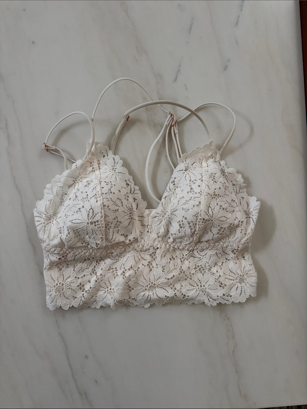 PINK Victoria's Secret Cream Floral Lace Bralette